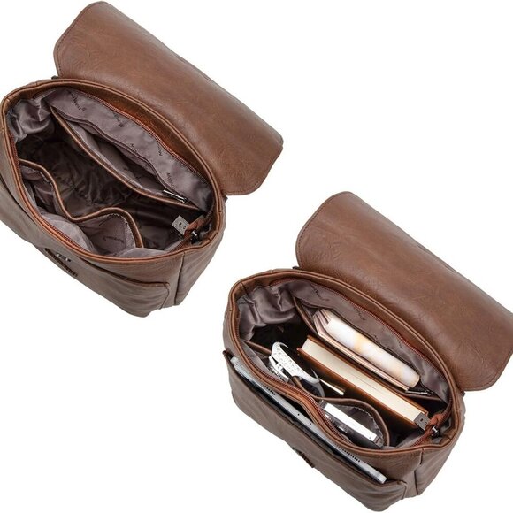 Small Faux Leather Daypack Crossbody Backpack Purse for Travel Work Women - Picture 6 of 7